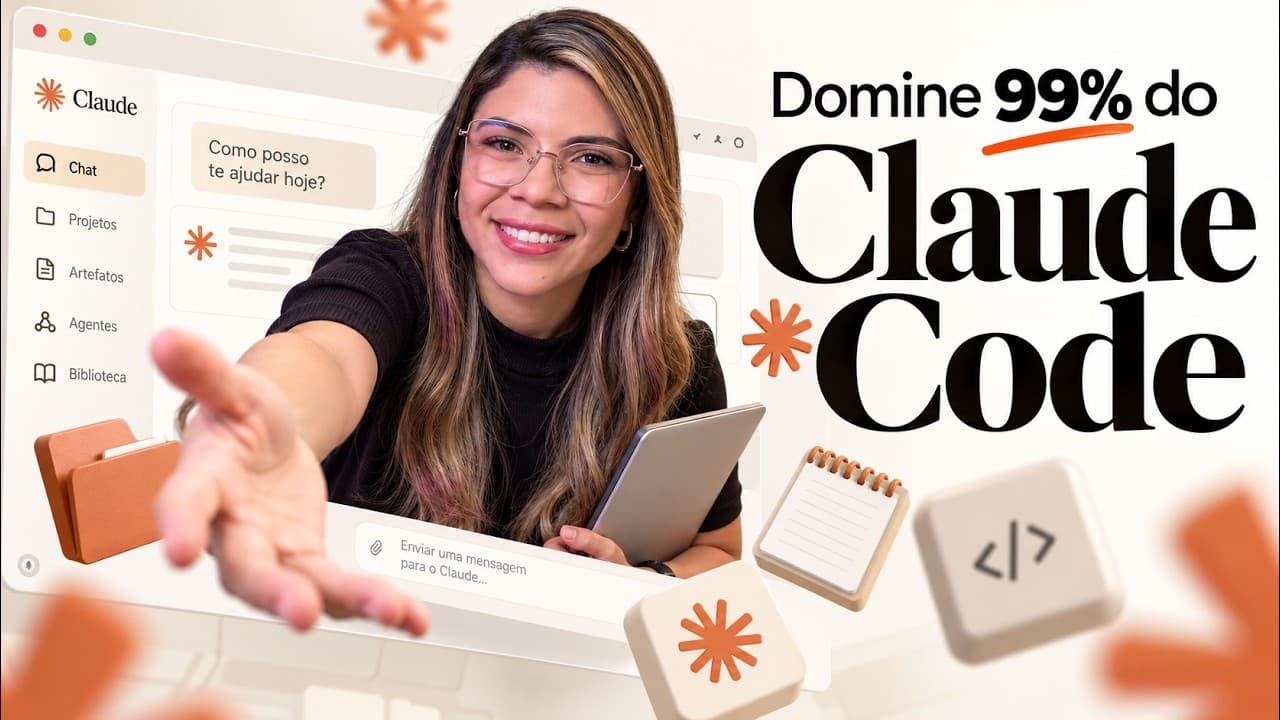 Capa do tutorial Domine 99% do Claude Code em Menos de 12 Minutos por Thalena Lima